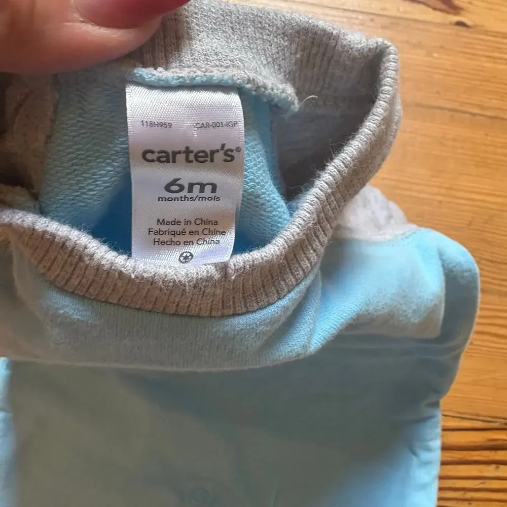 Carter's blue gray super dog embroidered long sleeve pant cotton pajamas SIZE 6M - Picture 3 of 4